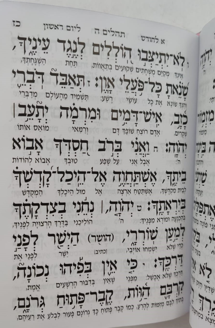 תהילים יסוד מלכות - בשלל מיני צבעים דמוי עור PU / פורמט קטן