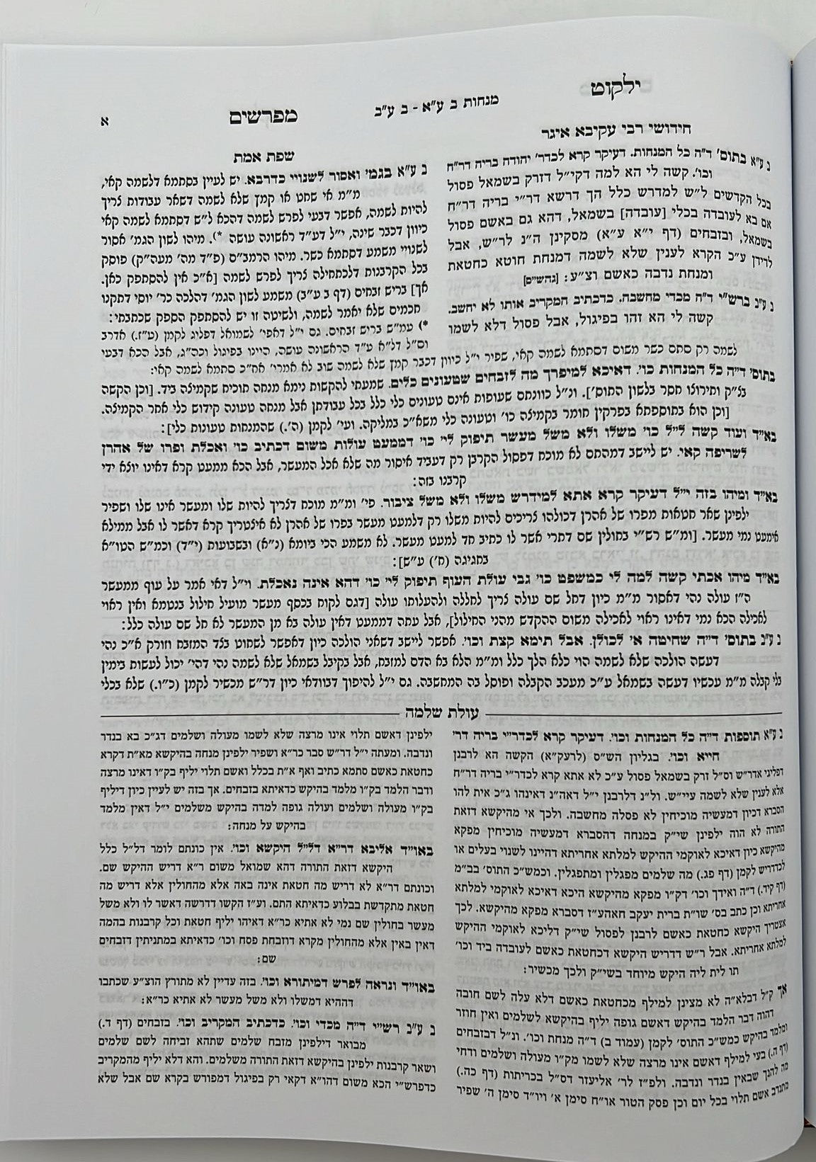 קרן אורה על הש"ס עם הערות והרחבות - מנחות / ילקוט קובץ מפרשים על מנחות
