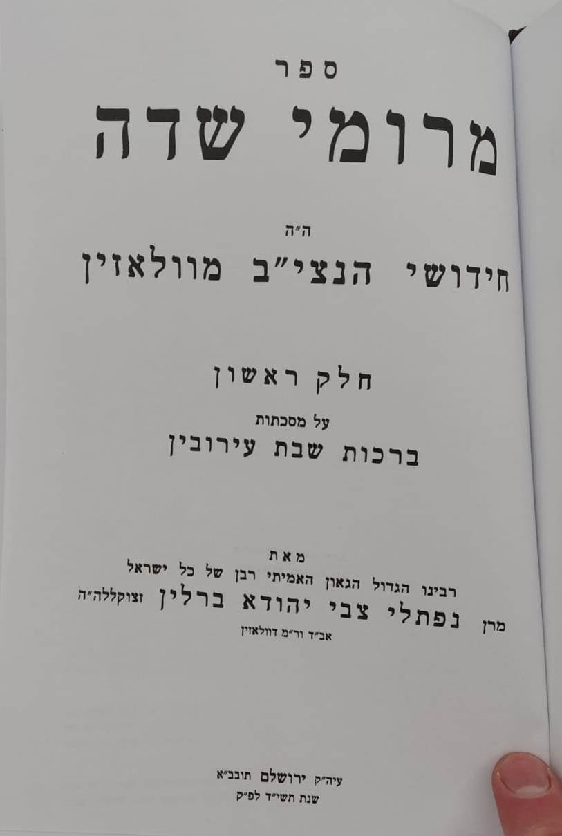 מרומי שדה - חידושי הנצי"ב מוואלוזין על הש"ס ג' כרכים