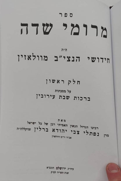 מרומי שדה - חידושי הנצי"ב מוואלוזין על הש"ס ג' כרכים