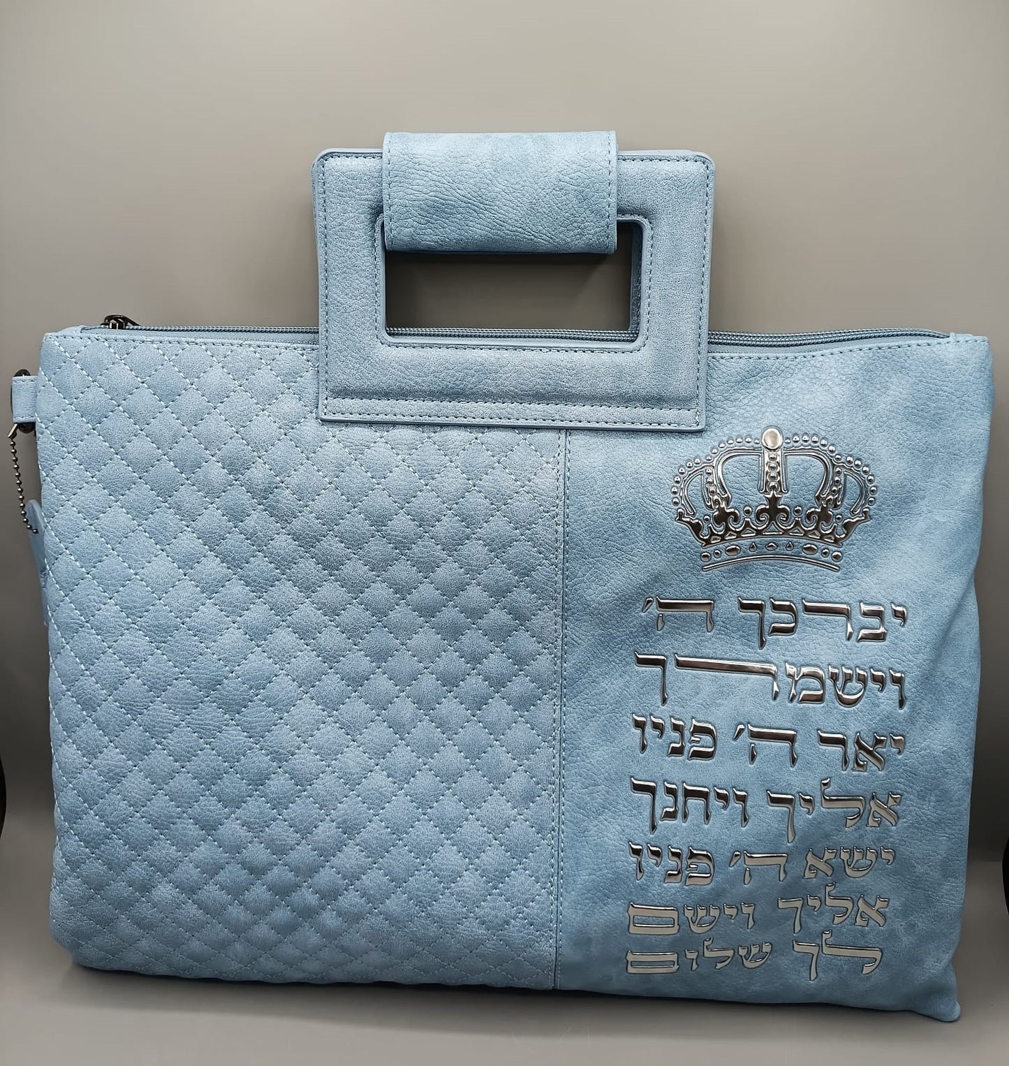 תיק טלית ותפילין - דמוי עור PU עם רצועה לנשיאה / צבע תכלת