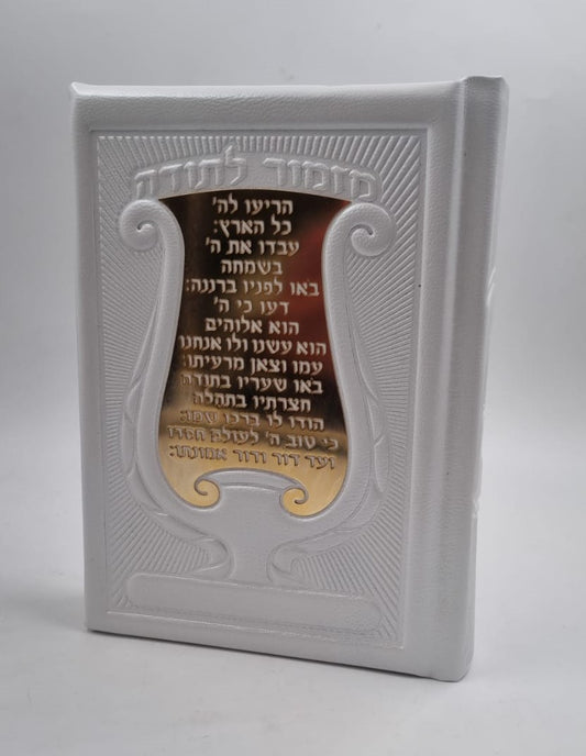 סידור עור עתיק פלקטה זהב 'מזמור לתודה' - נוסח ע"מ לבת ישראל / צבע לבן