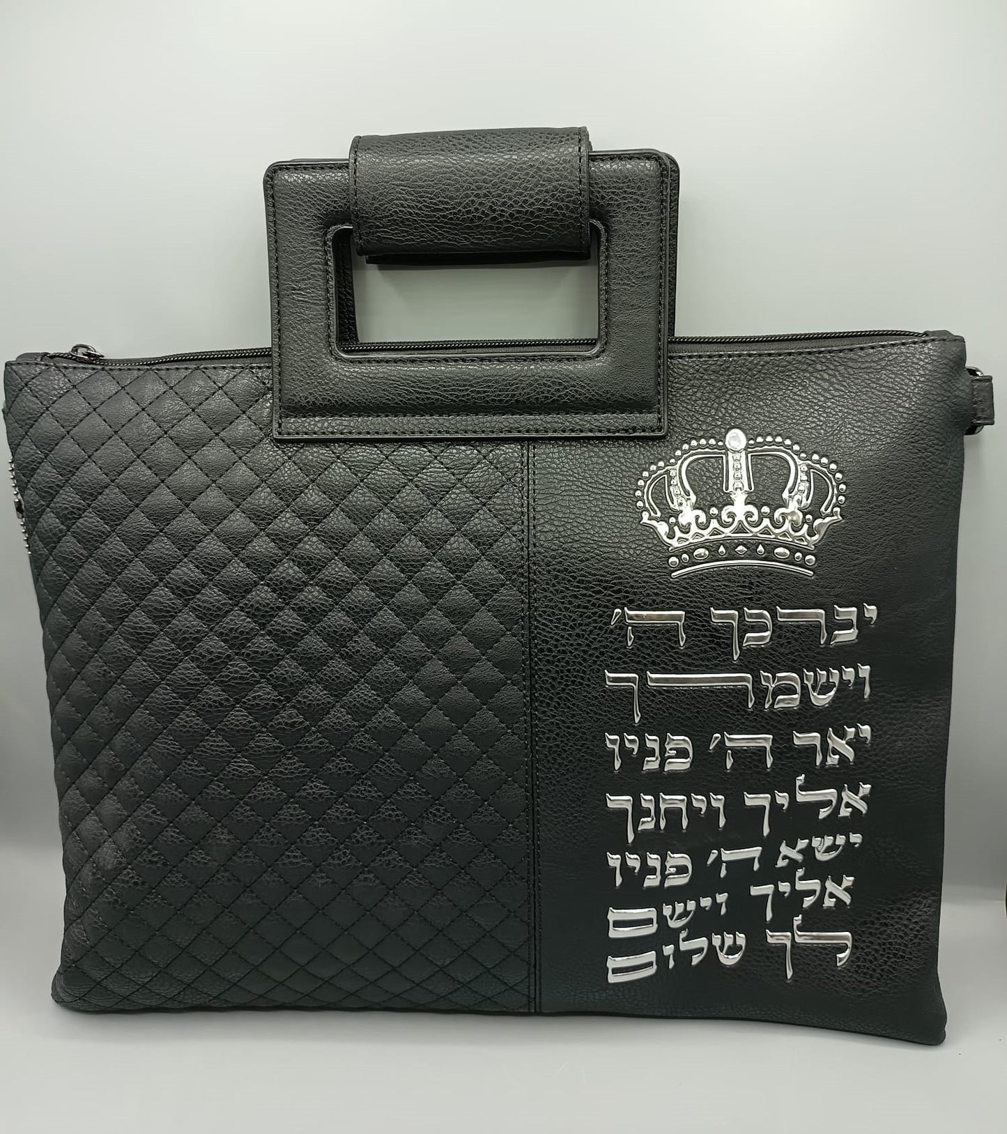 תיק טלית ותפילין - דמוי עור PU עם רצועה לנשיאה / צבע שחור