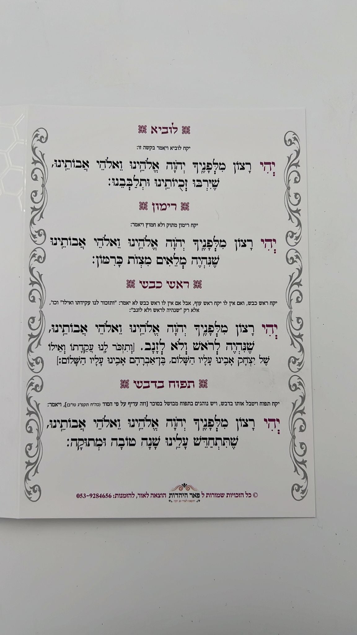 שנה טובה - סדר ליל ראש השנה וברכות הסימנים