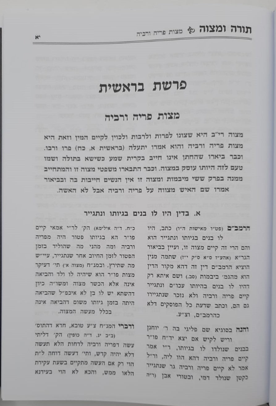 תורה ומצווה ב' כרכים - על ספר המצוות לרמב"ם / לפי סדר הפרשיות