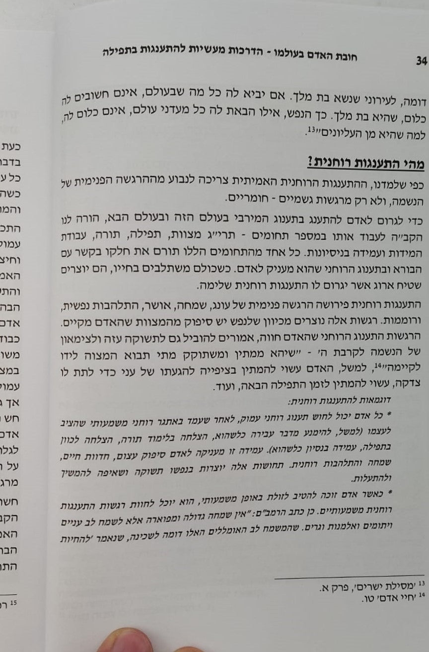 תפילה - להתענג על ה' / מסדרת חובת האדם בעולמו