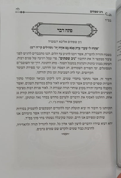 ניב שפתיים / חנוכה • שובבי״ם • פורים • פסח • עומר • שבועות