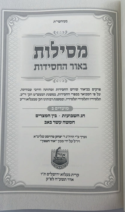 מסילות באור החסידות - מועדים חלק ב'