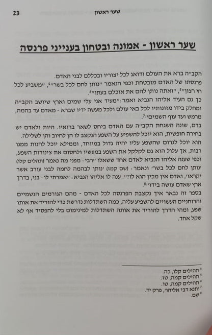 חובת האדם בעולמו - פרנסה / סדרת אמונה ובטחון