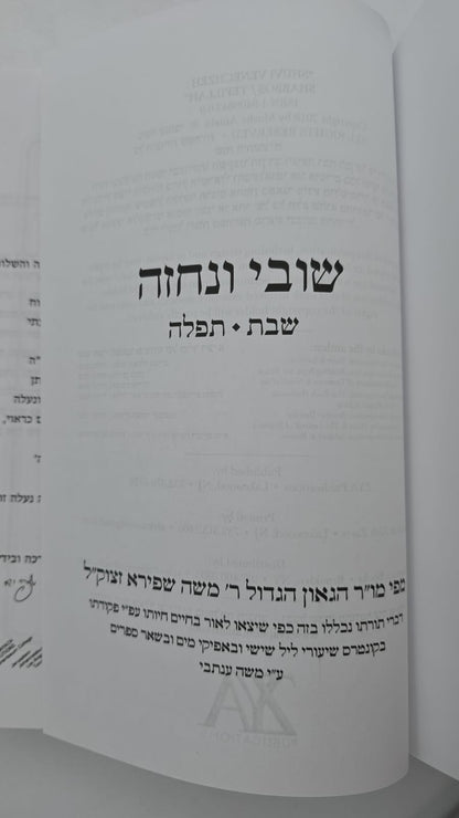 שובי ונחזה - שבת תפילה / מפי מו"ר הגאון הגדול רבי משה שפירא זצוק"ל