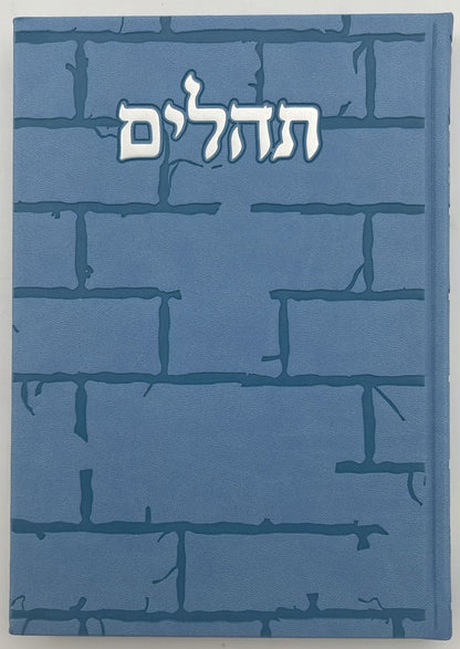 תהילים בינת הלב - דמוי עור צבע תכלת דגם כותל / פורמט ענק