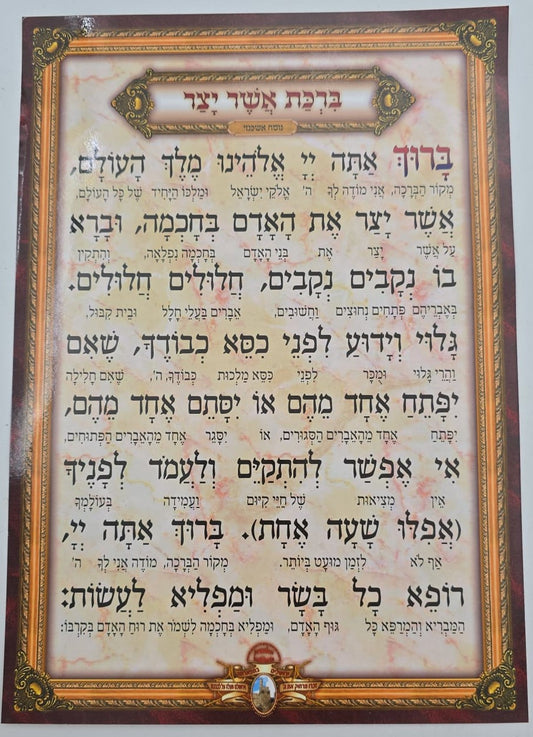 ברכון אשר יצר נוסח משולב - עם ביאור המילים / פורמט ענק