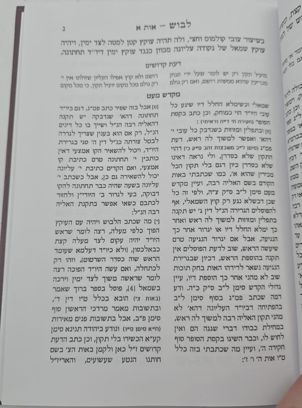 דעת קדושים - מקדש מעט / על הלכות צורת האותיות