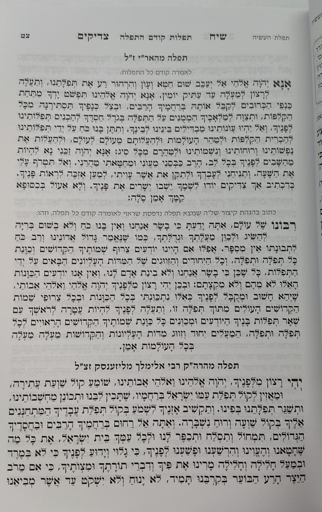 סידור שיח צדיקים - לימות החול / פורמט בינוני