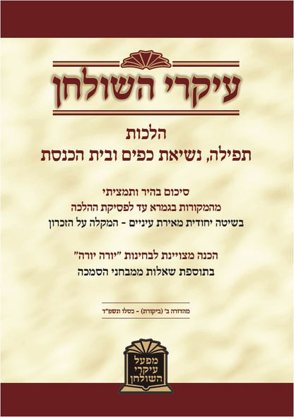 עיקרי השולחן - הלכות תפילה, נשיאת כפיים ובית כנסת