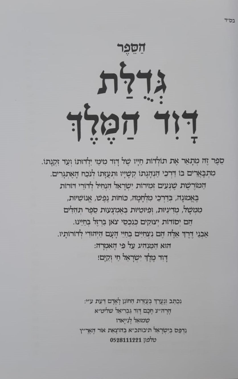 גדולת דוד המלך / הרה"צ דוד גבריאל שליט"א • שמואל לנייאדו