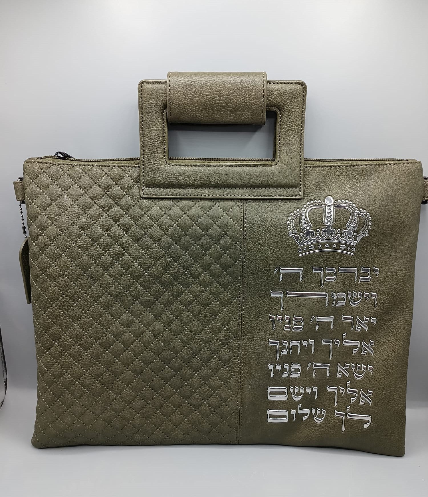 תיק טלית ותפילין - דמוי עור PU עם רצועה לנשיאה / צבע חום-אפור