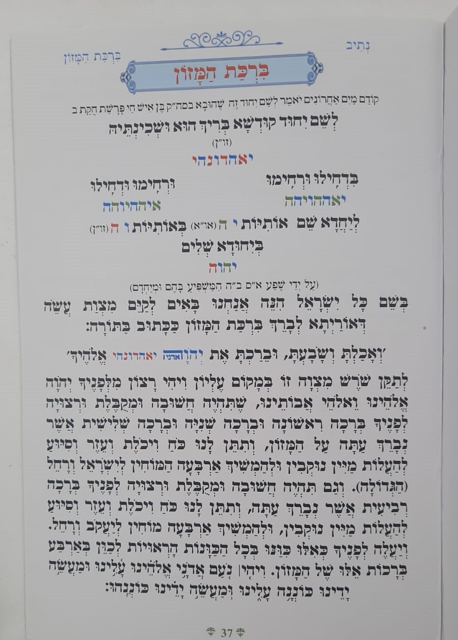 נתיבות שלום - ברכת המזון עם כונות האכילה