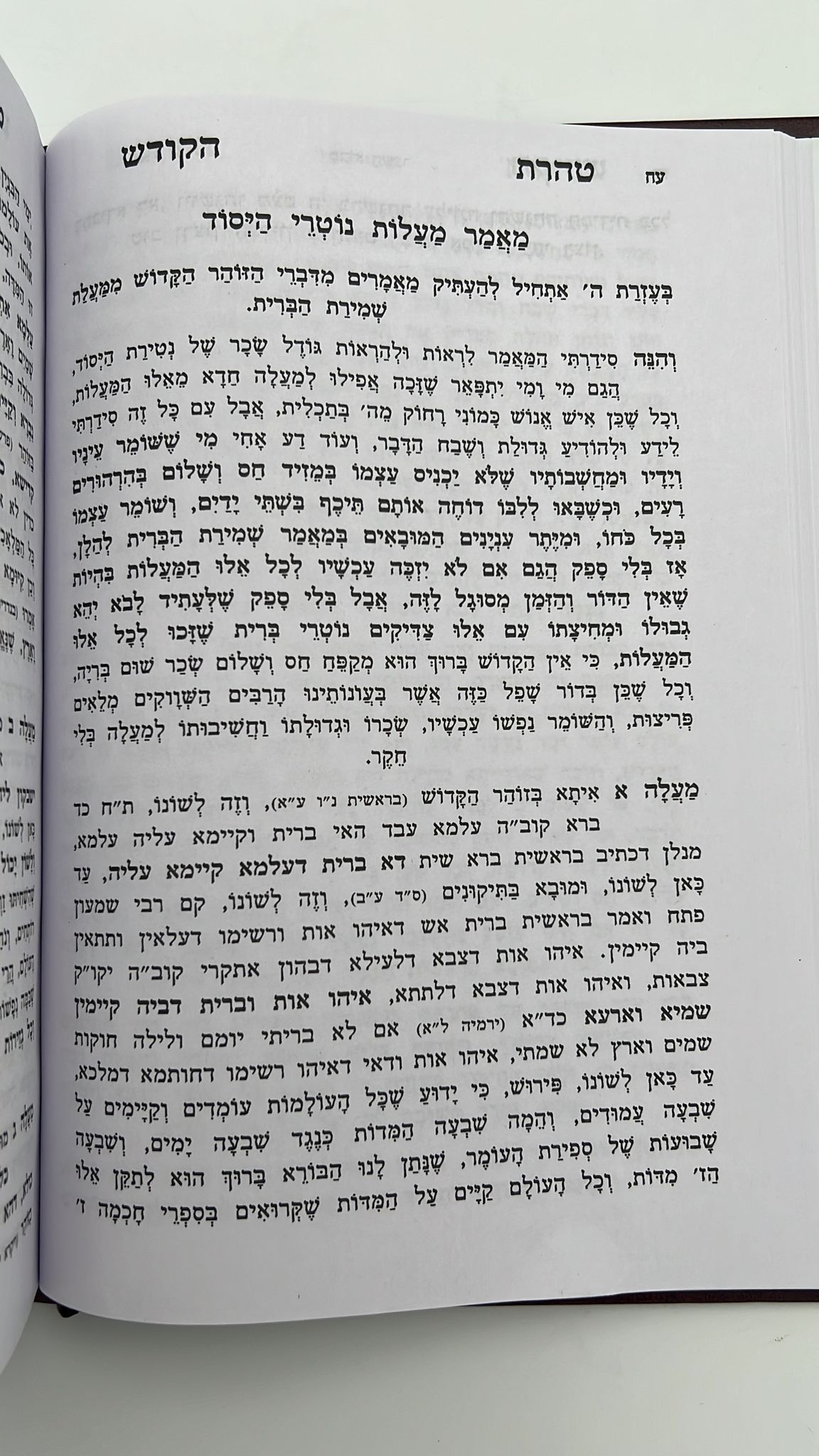 טהרת הקודש מנוקד - וקונטרס שער התפילות פורמט גדול / ר' אהרון ראטה