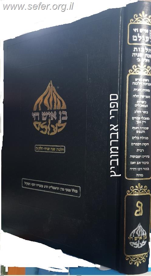 בן איש חי לעולם חלק ג' - הלכות שנה שניה חלק ב'