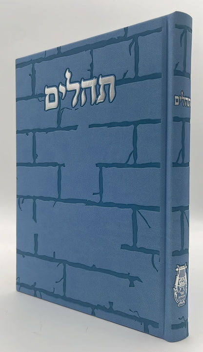 תהילים בינת הלב - דמוי עור צבע תכלת דגם כותל / פורמט ענק