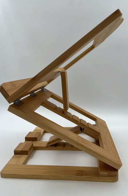 סטנדר שולחני מתקפל ומדורג בדירוג כפול - צבע חום בהיר / בעיטור ירושלים