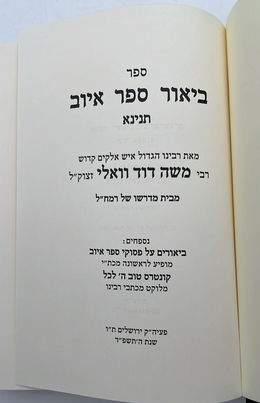 כתבי רמ"ד וואלי - איוב תנינא