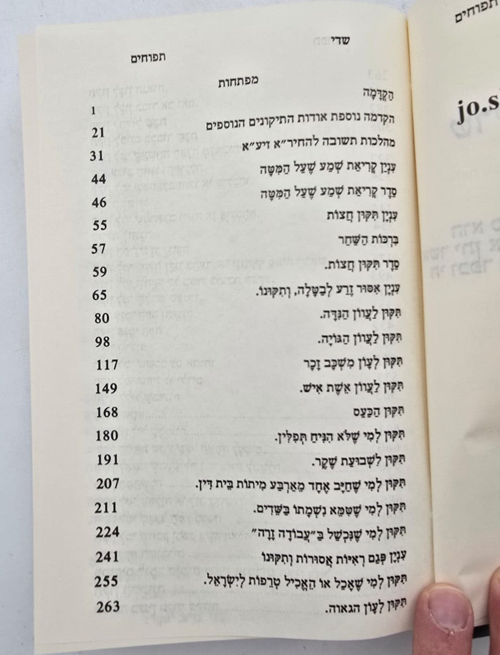 שדי תפוחים המסודר א-ב / תיקונים ותפילות