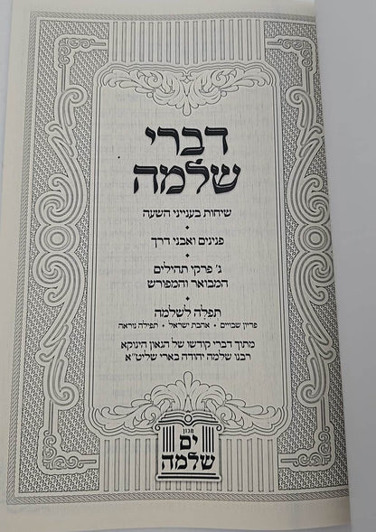 דברי שלמה - ענייני השעה / (הינוקא) רבנו שלמה יהודה בארי שליט''א