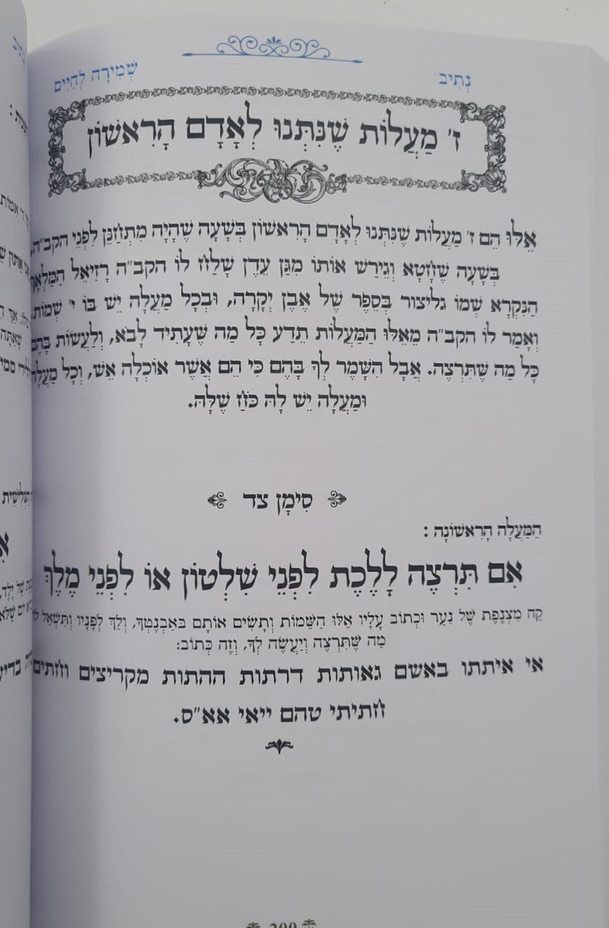 נתיבות שלום - נתיב שמירה לחיים / לפי סדר הרש"ש זלה"ה