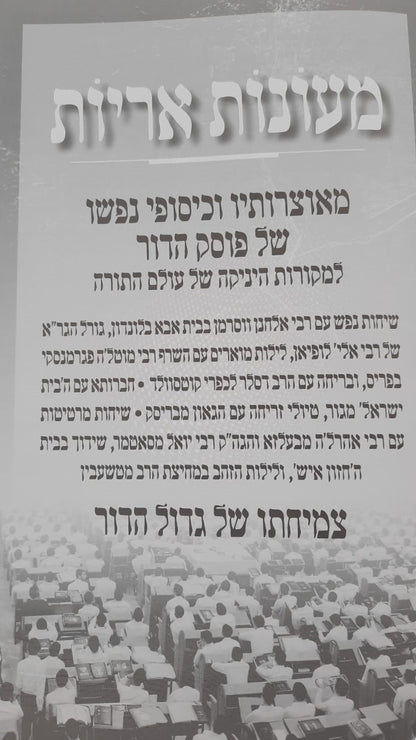 מעונות אריות - מאוצרותיו של פוסק הדור מרן הגאון רבי משה שטרנבוך