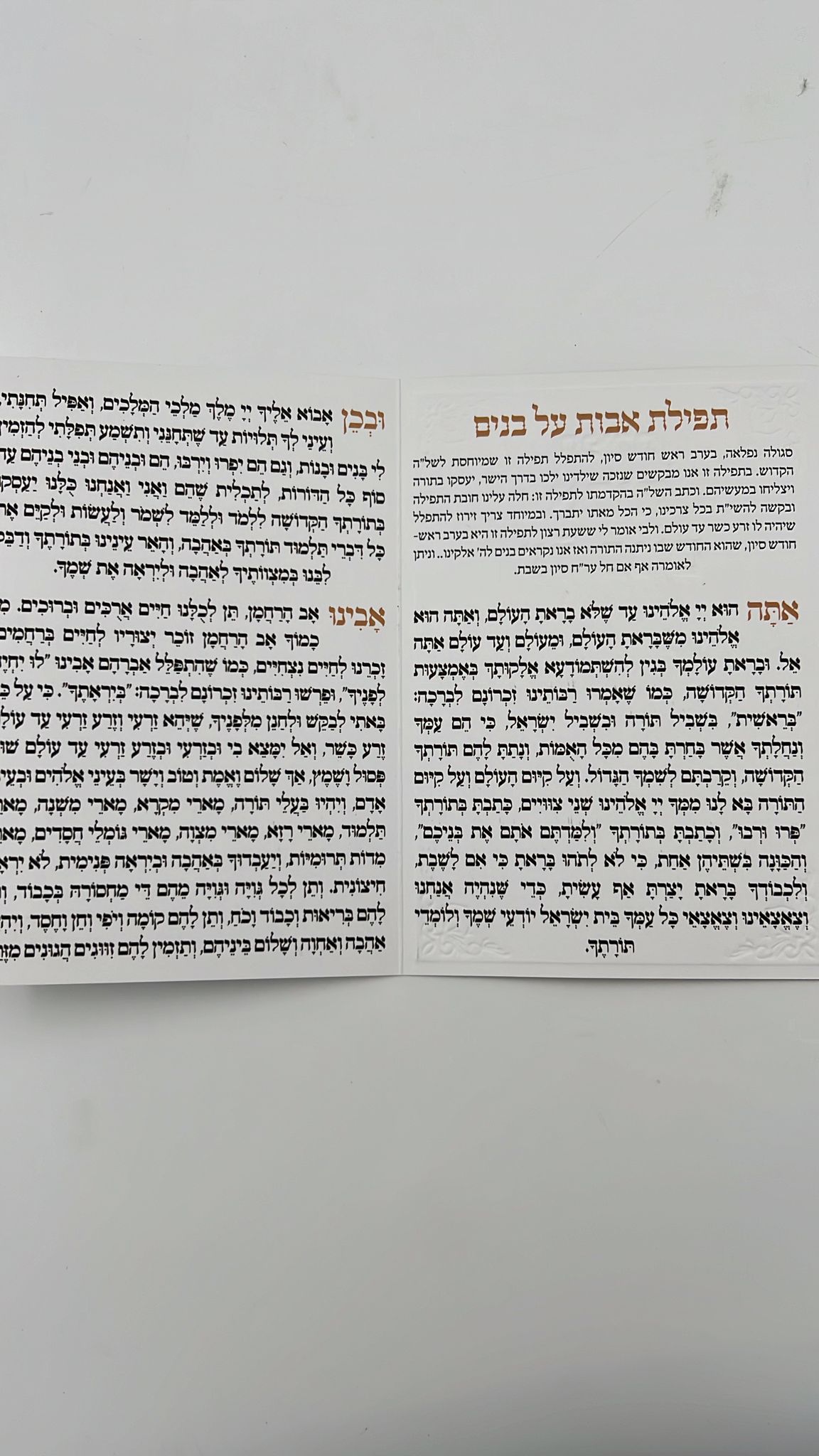 תפילת אבות על בנים / תפילת השל"ה